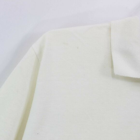 80s Vintage Mens '84 US Open Short Sleeve Polo Shirt White Blue Cream - Picture 10 of 11